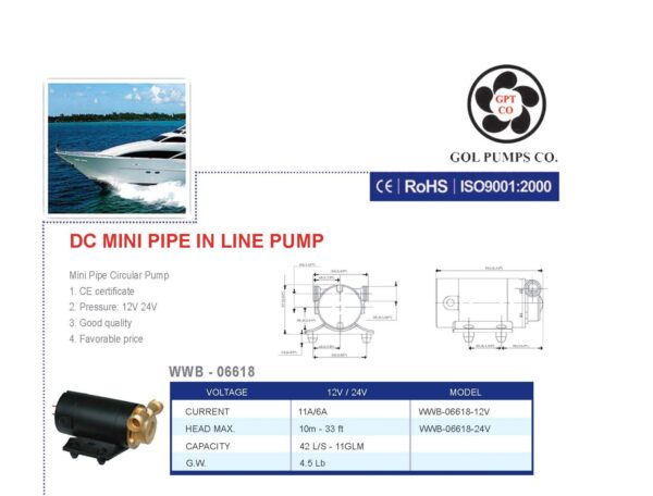 Washdown transfer pump dc mini pipe line pump