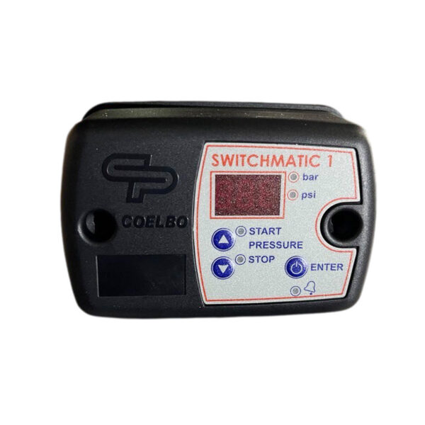 COELBO Electronic pressure switch with an integrated digital pressure gauge, 110/220V, 1P, 108 PSI, IP65, Model SWITCHMATIC 1